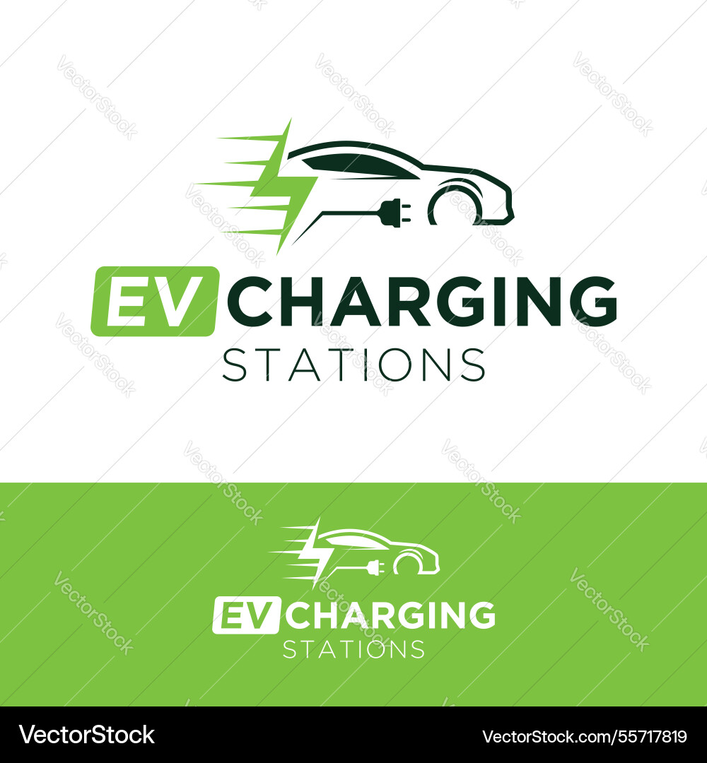 Ev elektrische Ladelogo Designvorlage Ev elektrische Ladelogo Designvorlage vektorbild
