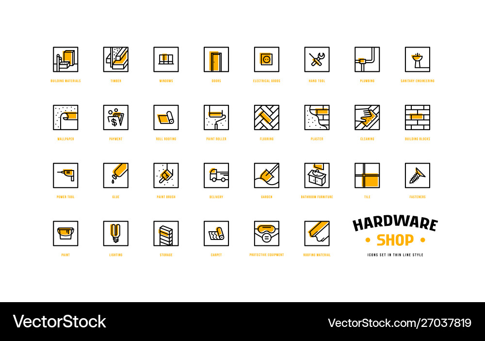 Hardware shop and building icons set Hardware shop and building icons set vector image