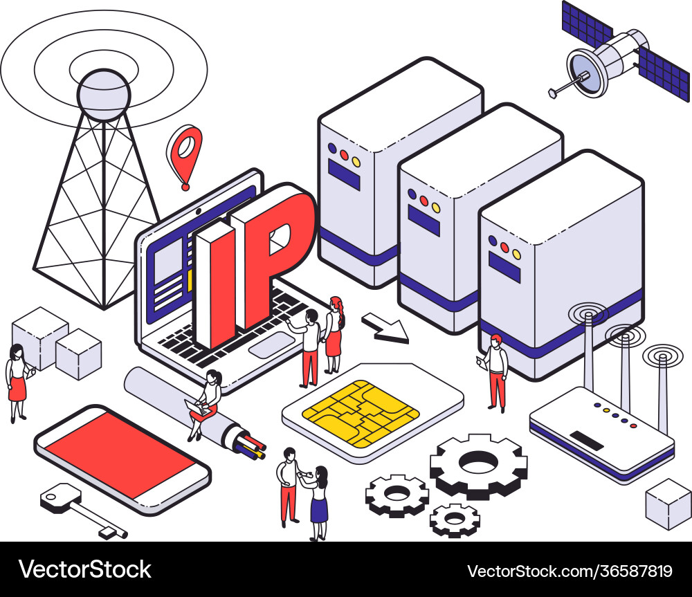 Isometric web hosting colored concept Isometric web hosting colored concept vector image