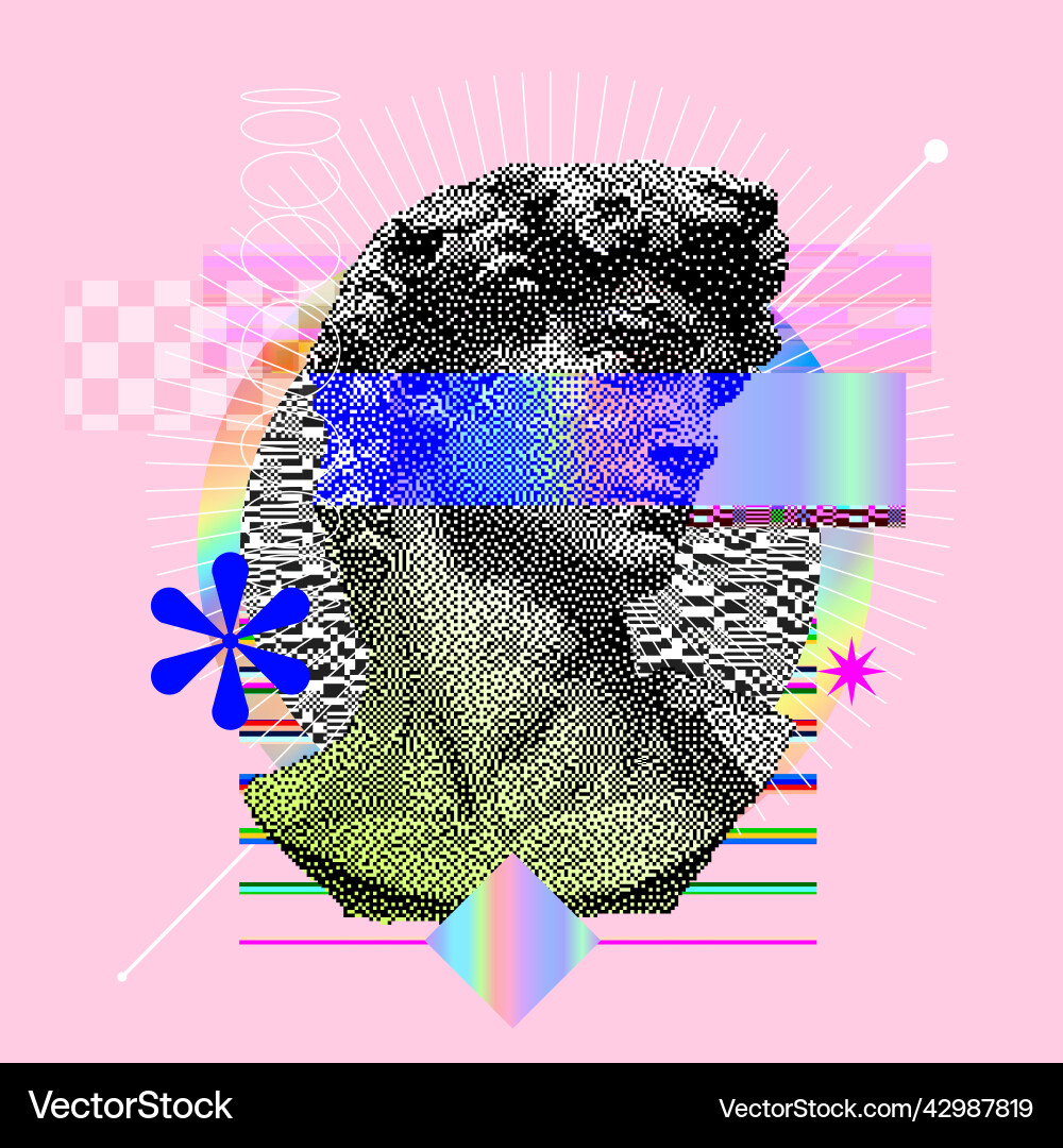 Michelangelo david bust vaporwave style poster Michelangelo david bust vaporwave style poster vector image