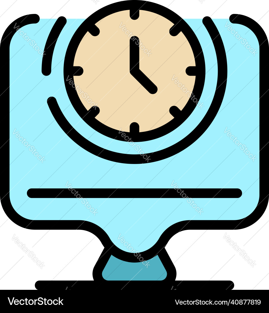 Monitor working hours icon color outline Monitor working hours icon color outline vector image