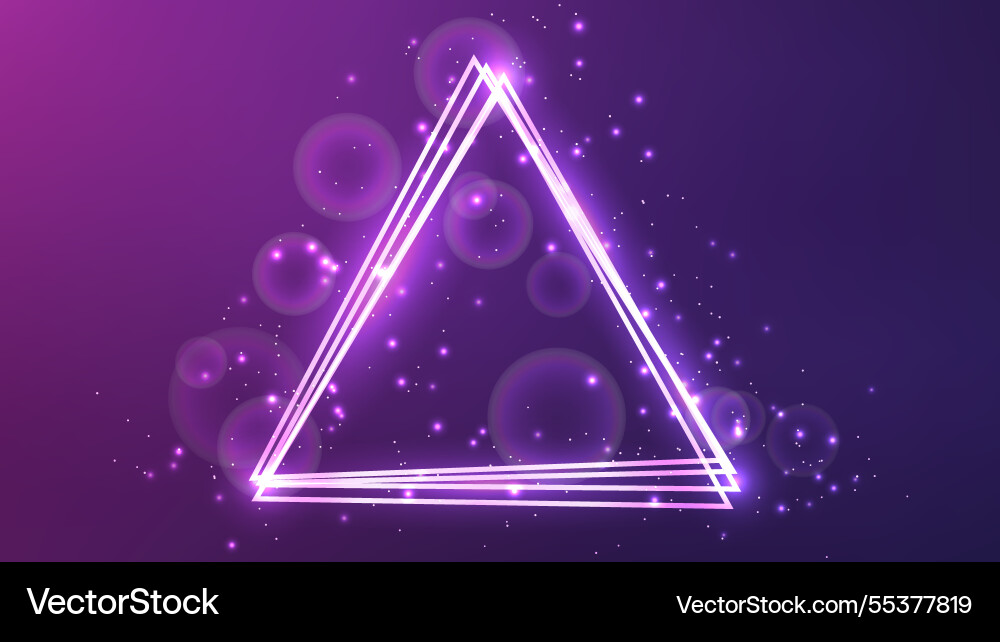 Neon triangular frame with shining effects Neon triangular frame with shining effects vector image