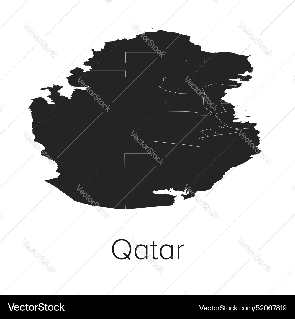 Qatar map - silhouette outline travel Royalty Free Vector