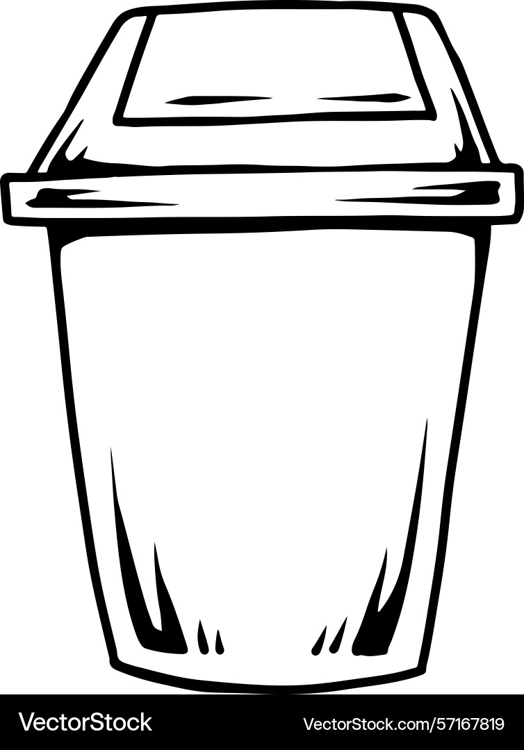 Rectangular lid trash can line art Vector Image