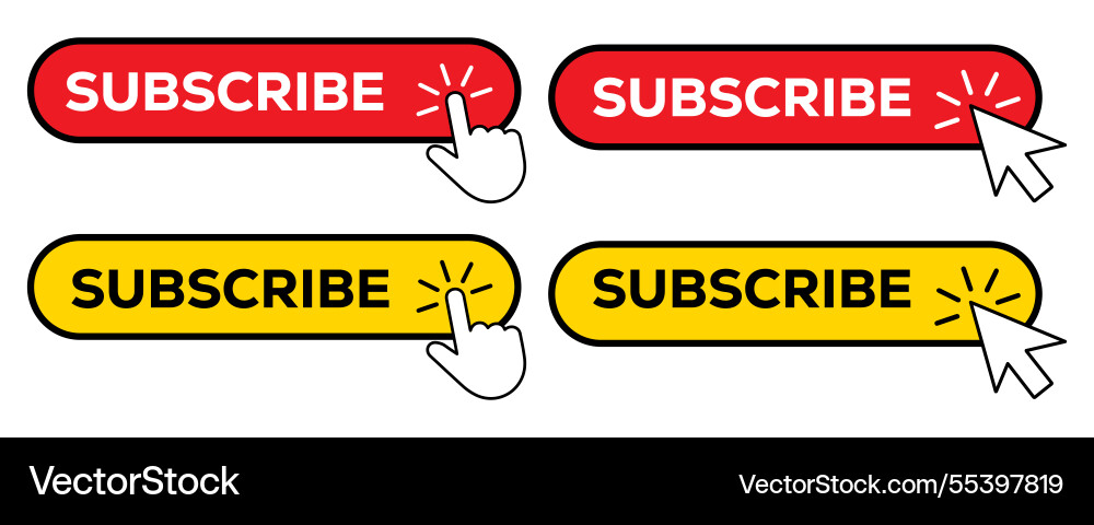 Subscribe button hand click Subscribe button hand click vector image