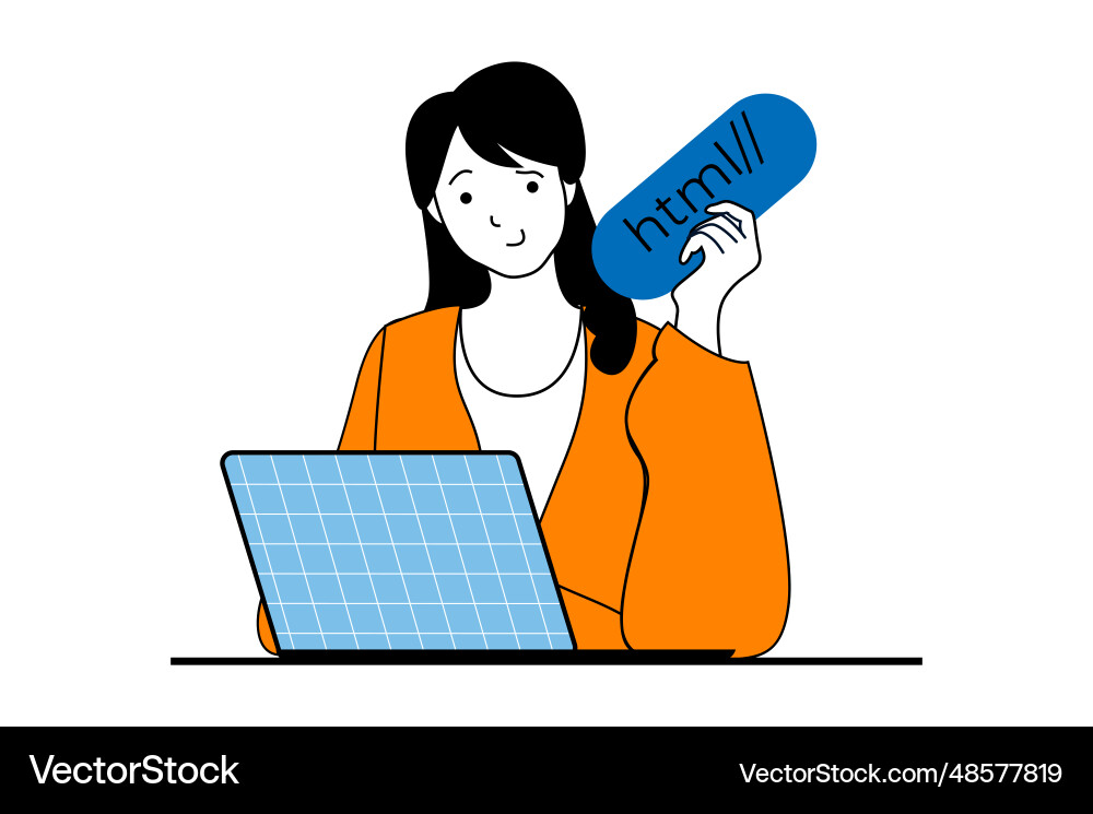 Web development concept with people scene in flat Web development concept with people scene in flat vector image