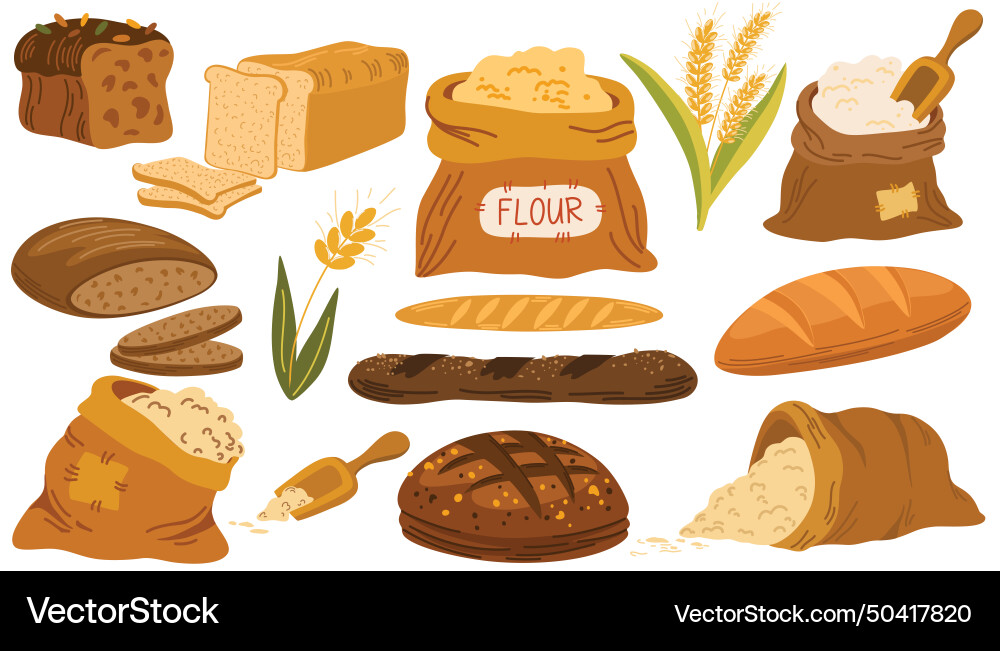 1571 bread set Royalty Free Vector Image - VectorStock