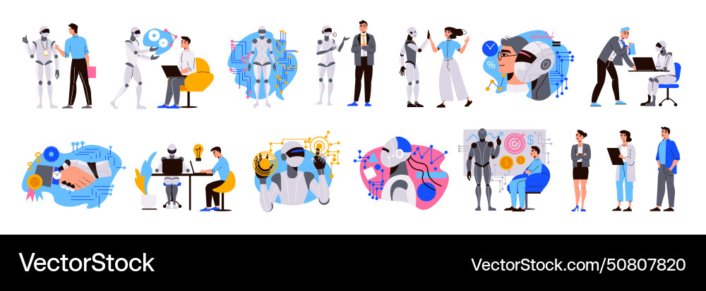 Artificial intelligence set Royalty Free Vector Image