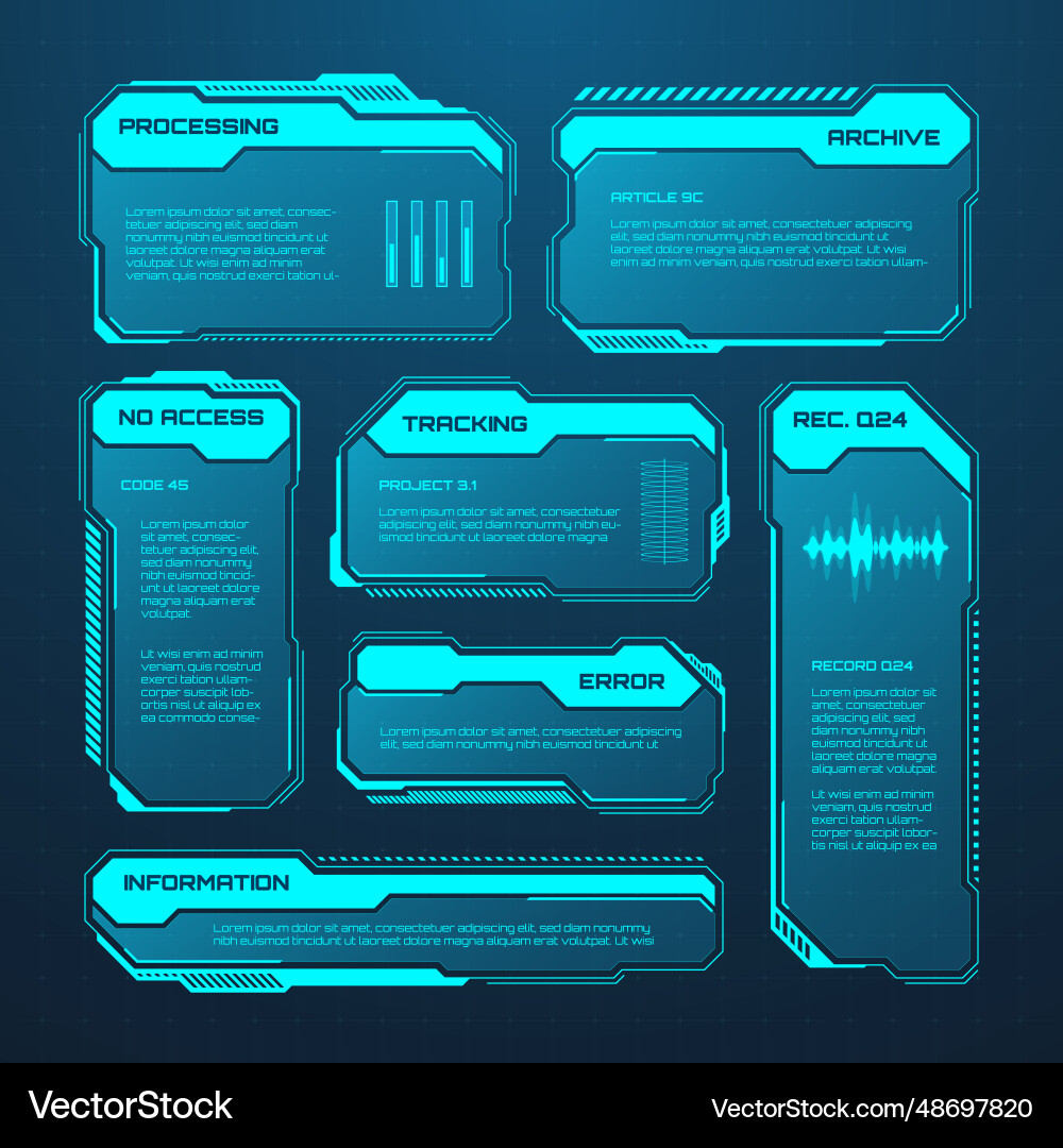 Blue futuristic hud or ui elements sci-fi user Blue futuristic hud or ui elements sci-fi user vector image