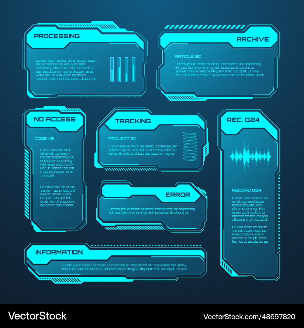 Blue futuristic hud or ui elements sci-fi user vector image