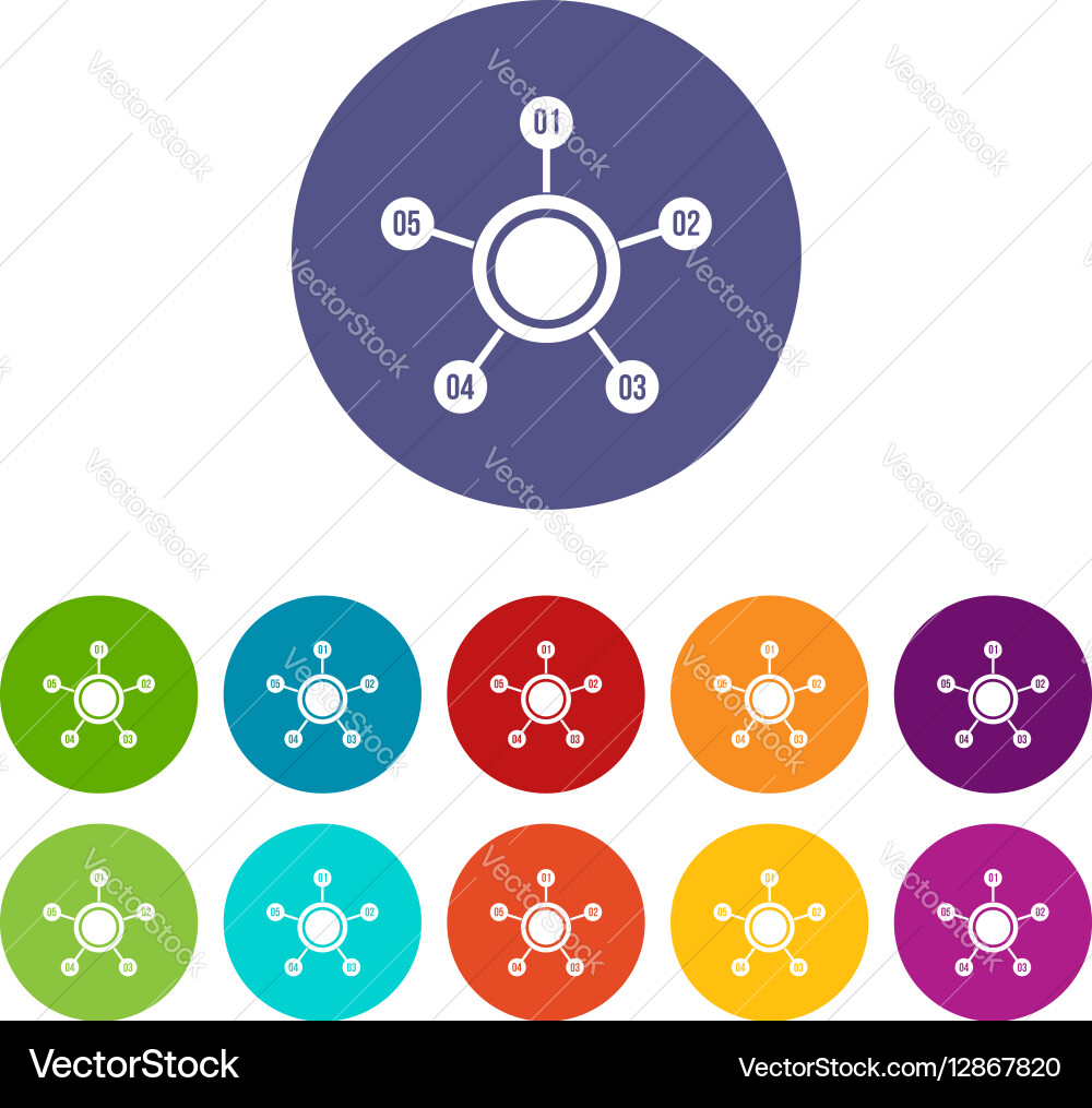 Circle chart with numbers set icons vector image