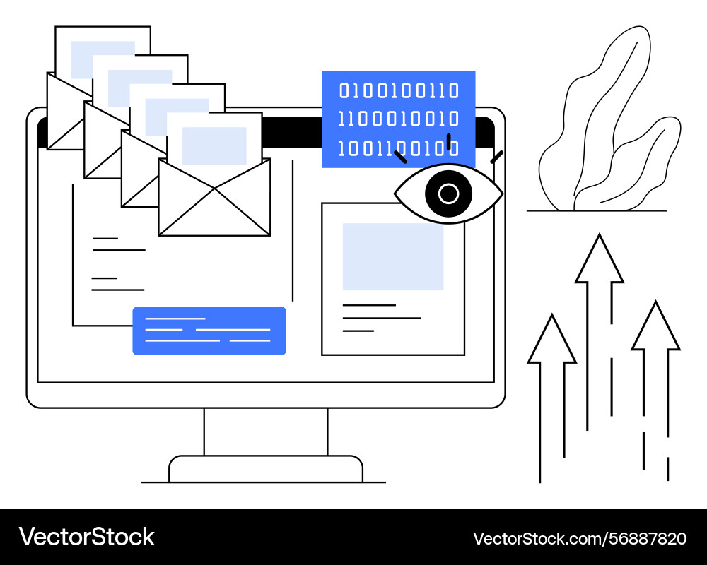 Email automation and data analysis on desktop Email automation and data analysis on desktop vector image