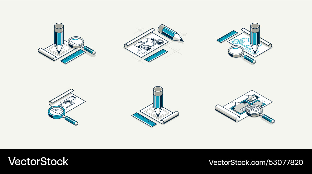 Engineering project concept set paper document Engineering project concept set paper document vector image