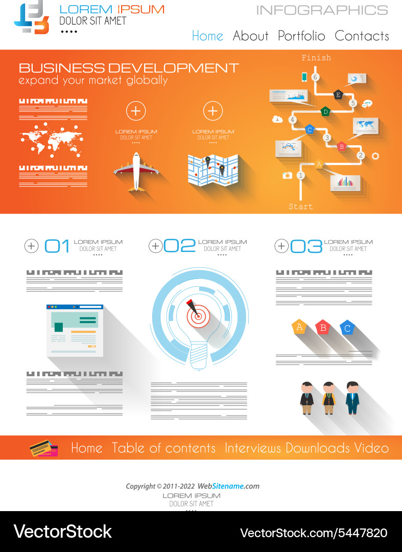 Minimalist Web Template - Flat UI Vector Image
