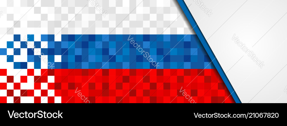 Russia web banner of russian pixel art flag Russia web banner of russian pixel art flag vector image