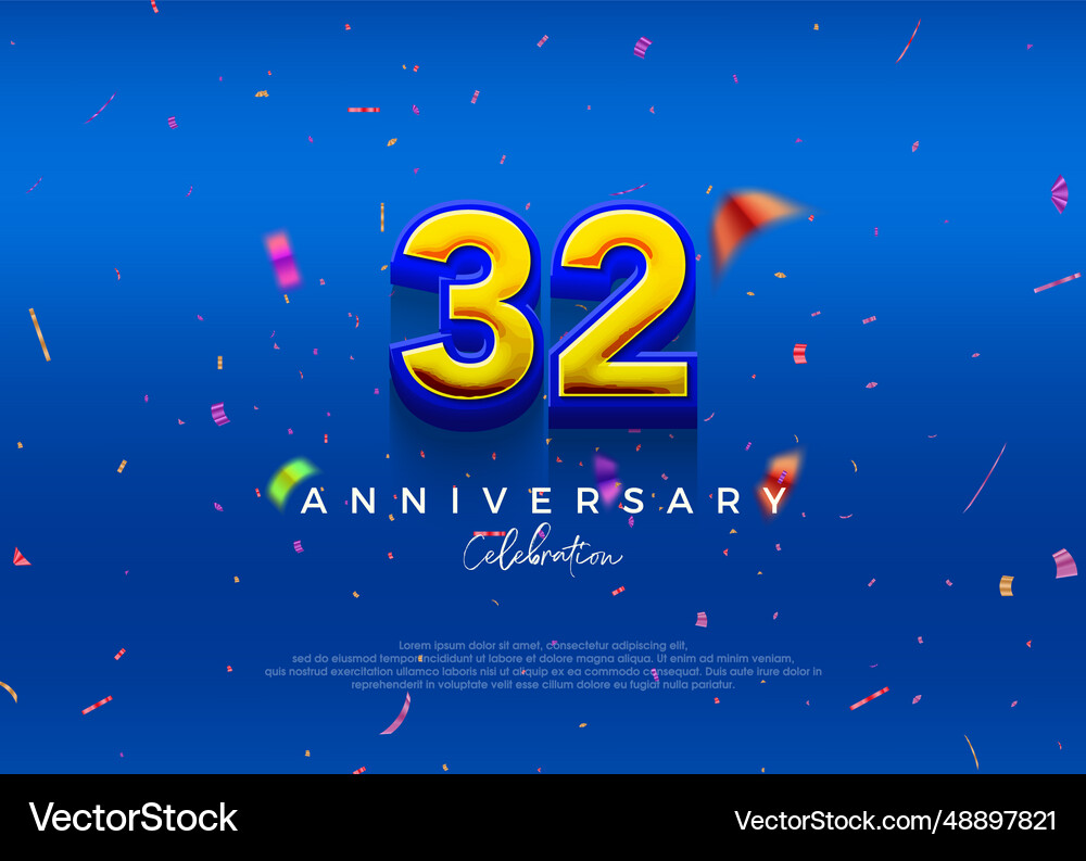 32nd anniversary in luxurious blue premium – Royalty-Free Vector