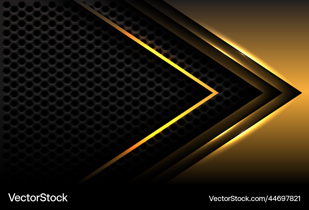 Abstract gold metallic arrow shadow direction Vector Image
