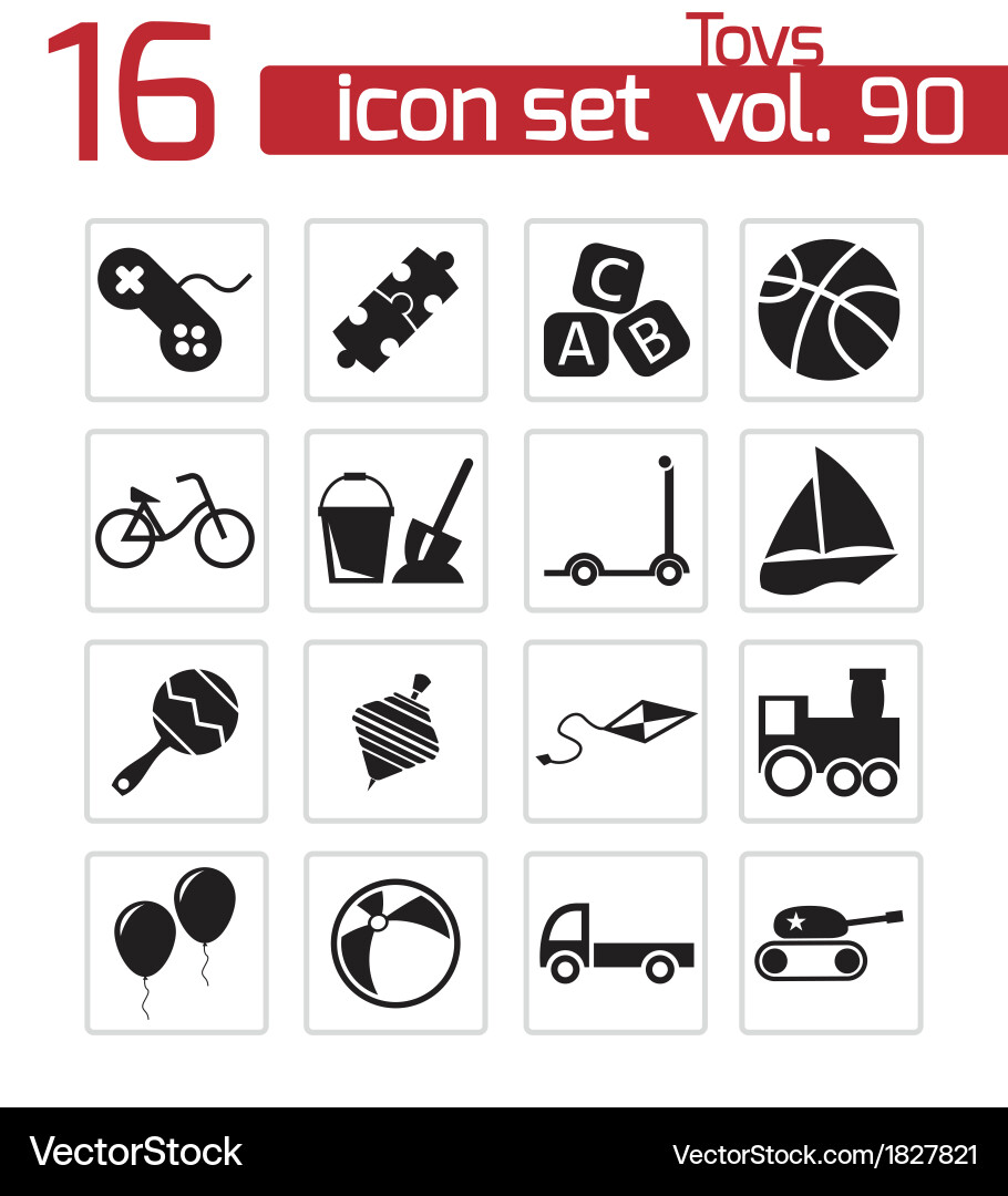 Black Toy Icons Collection vector image