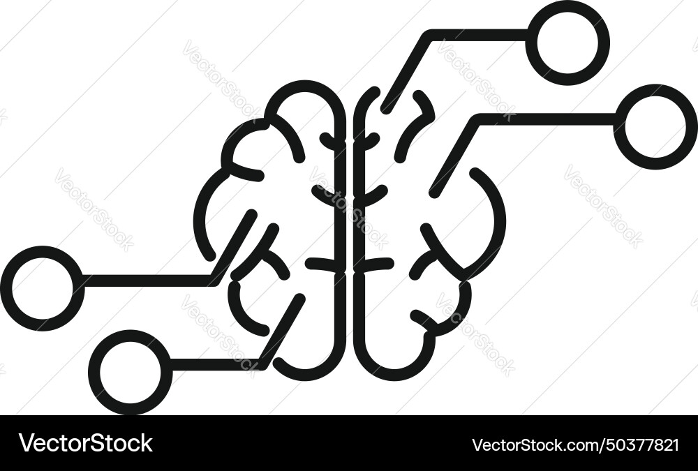 Brain memory intellect icon outline head Brain memory intellect icon outline head vector image