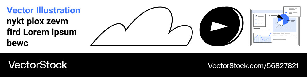 Cloud play button and data chart highlighting Cloud play button and data chart highlighting vector image