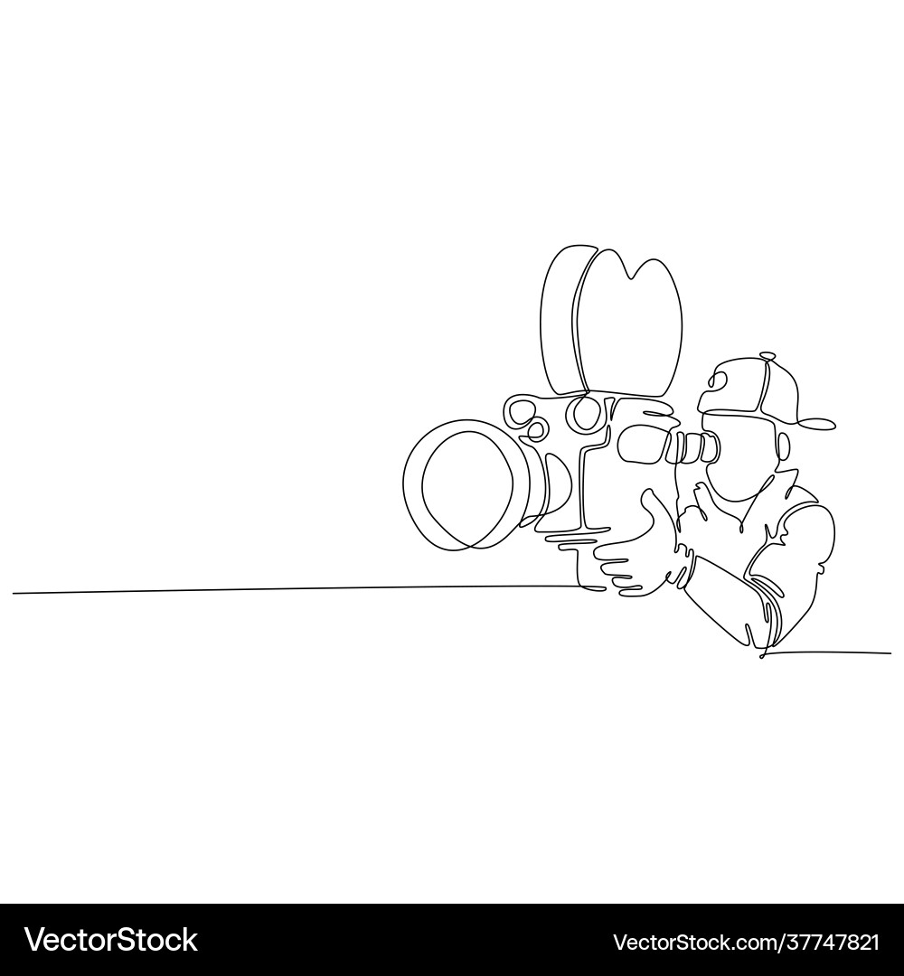 Continuous Line Camera Operator vector image