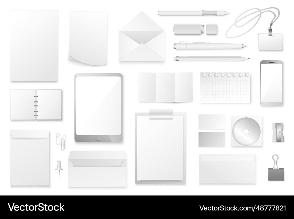 Corporate identity mega set in 3d realistic design Corporate identity mega set in 3d realistic design Vector Image