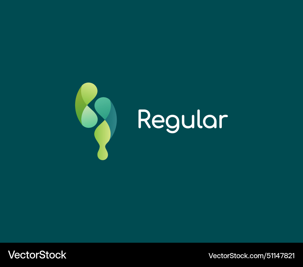 Gradient logo from abstract green shapes and drop Gradient logo from abstract green shapes and drop vector image