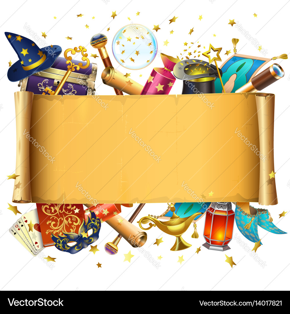 Magic Scroll with Accessories vector image