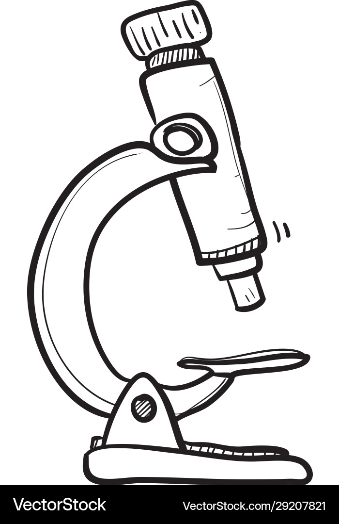 Microscope Line Art - Science Tool vector image