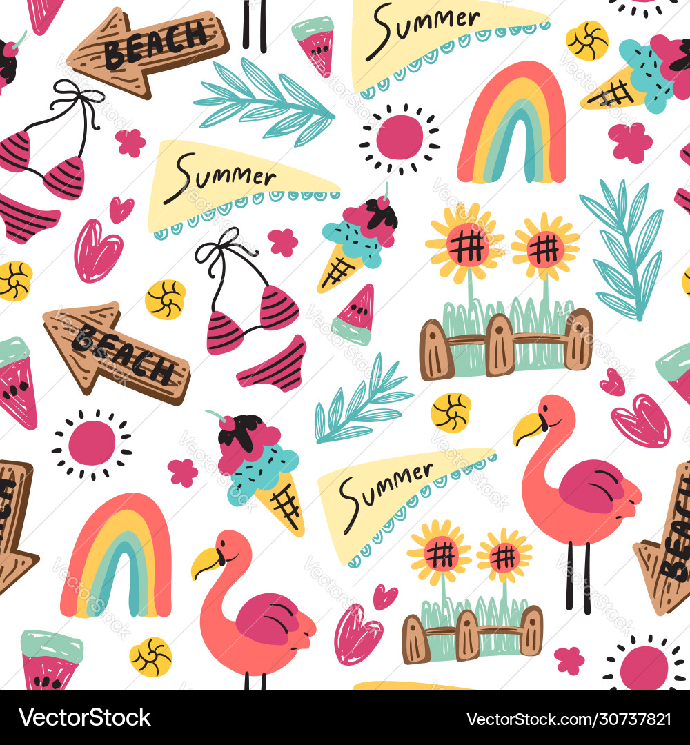 Summer beach seamless pattern background Vector Image
