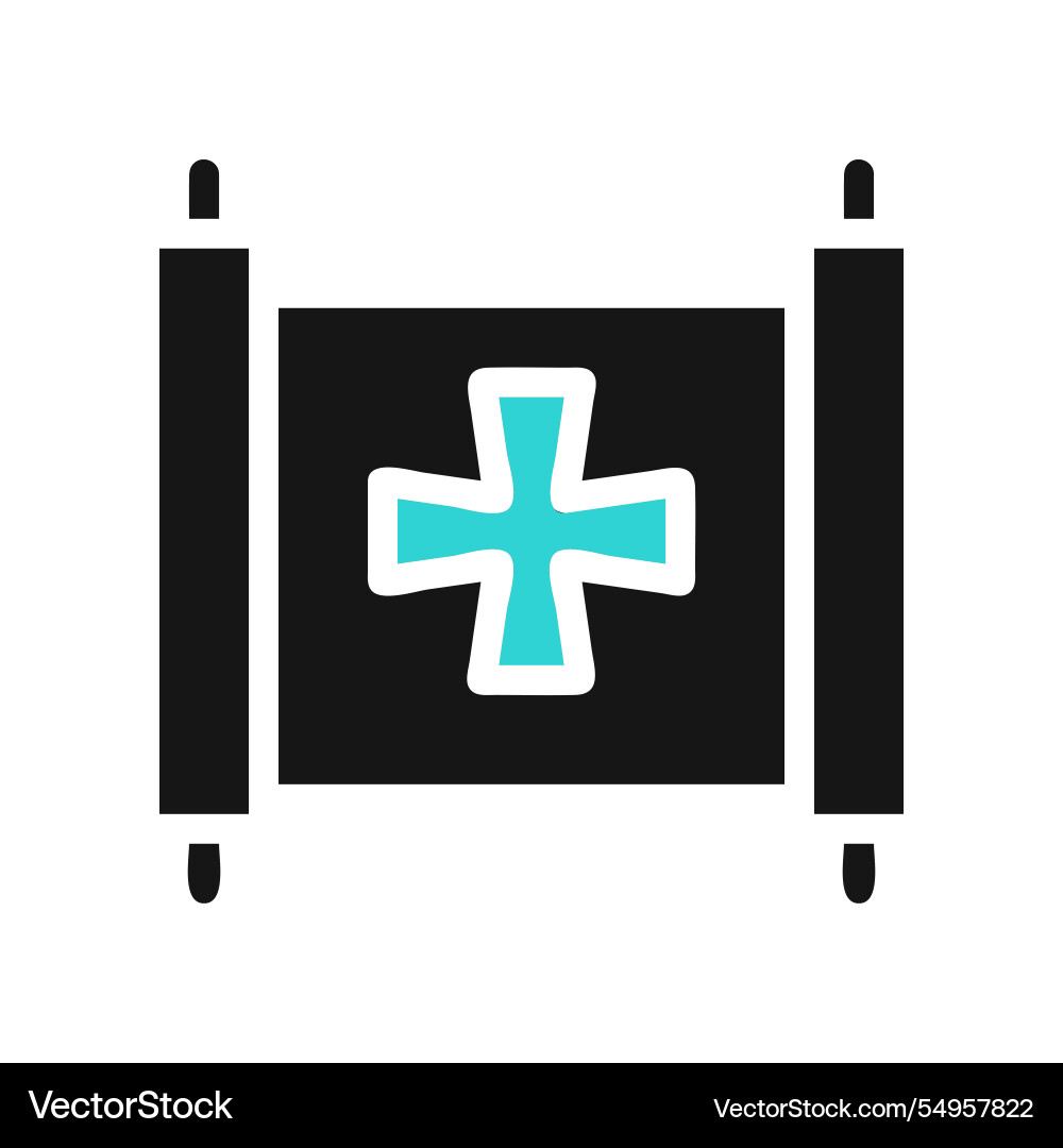 Ancient scroll with a cross symbol concept vector image