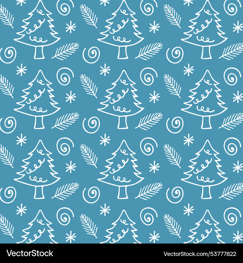 Christmas seamless pattern with fir tree Vector Image