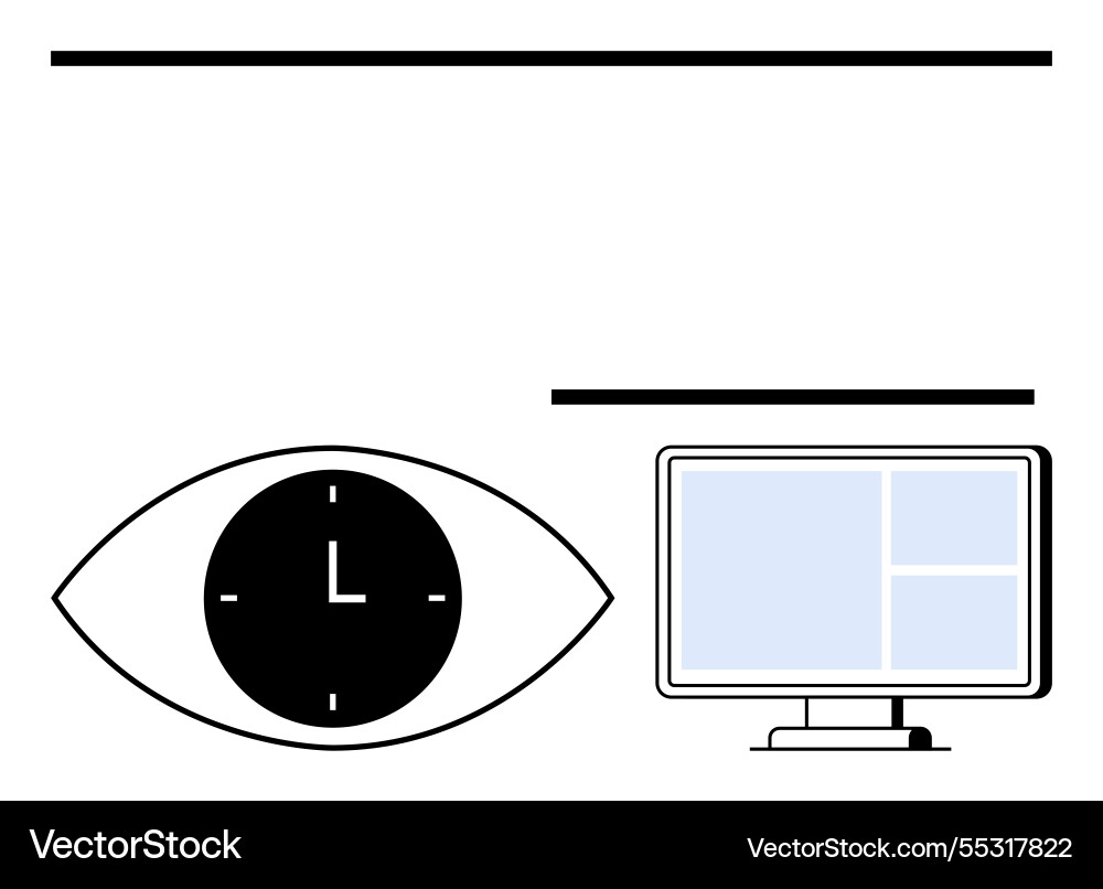 Eye with clock symbol and computer screen Eye with clock symbol and computer screen vector image