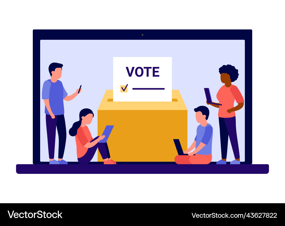 Online voting concept with computer screen Online voting concept with computer screen vector image