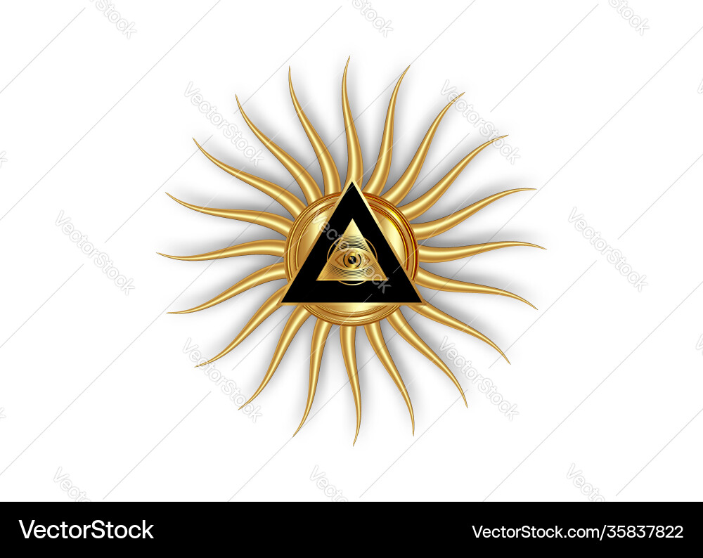 Sacred masonic symbol all seeing eye gold logo vector image