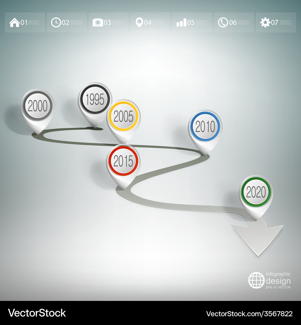 Timeline with pointer marks infographic vector image