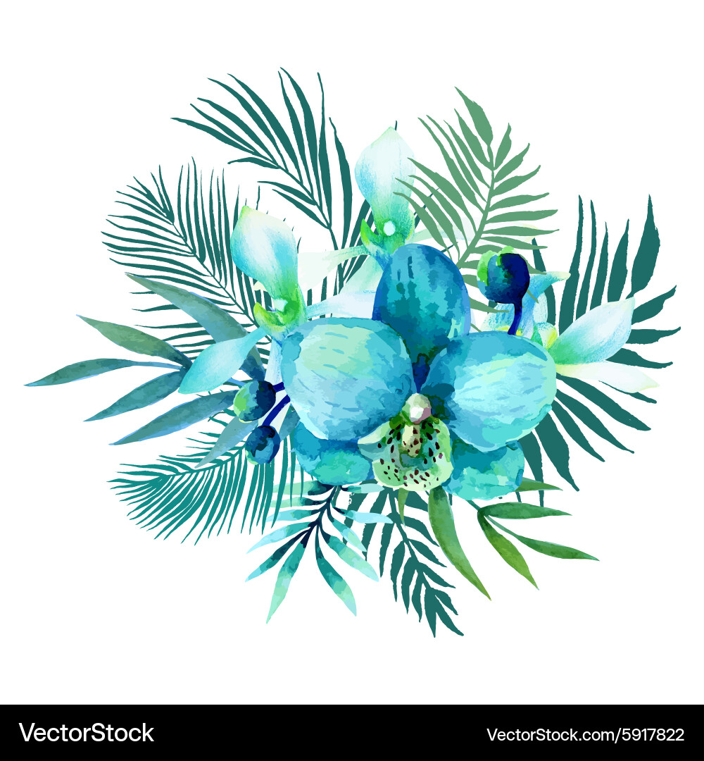 Tropical Watercolor Floral Pattern Vector Image