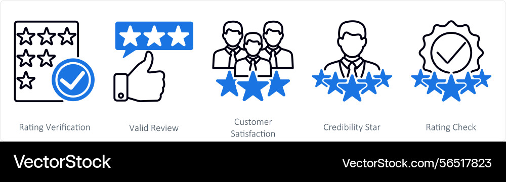 A set of 5 survey and rating icons Vector Image
