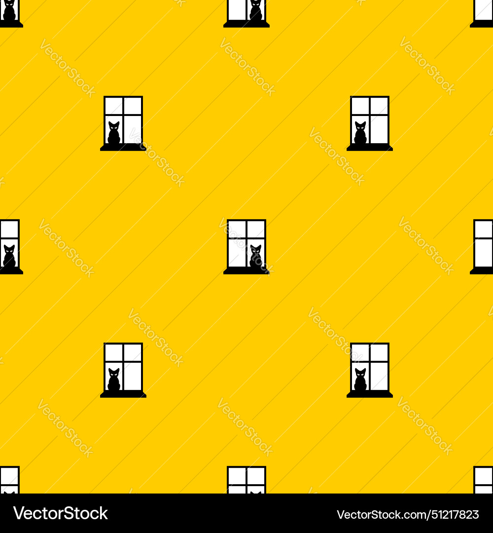 Cat in window pattern seamless pet background Cat in window pattern seamless pet background Vector Image