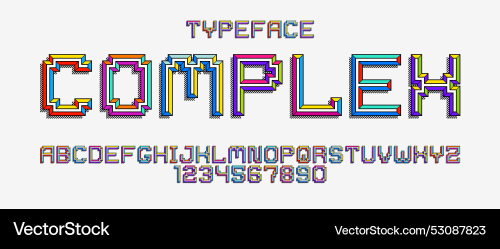 Child constructor colorful minimal square font Child constructor colorful minimal square font Vector Image