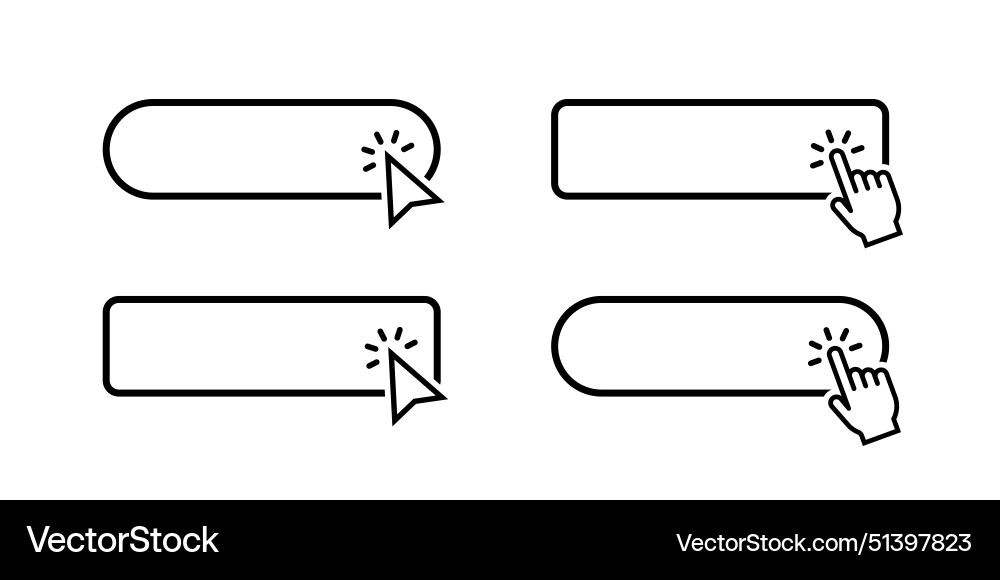 Click here button with hand or mouse cursor Vector Image