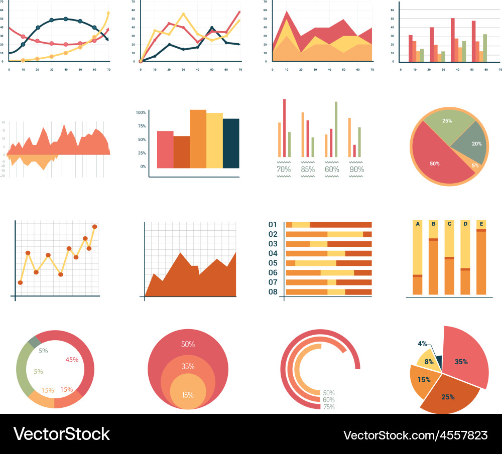 Data Charts & Graphs Elements vector image