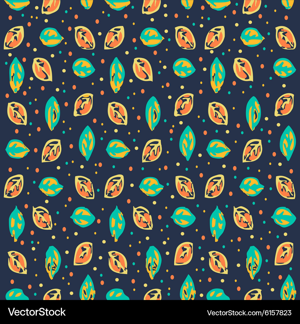 Pattern with multicolored leaf on dark background Vector Image