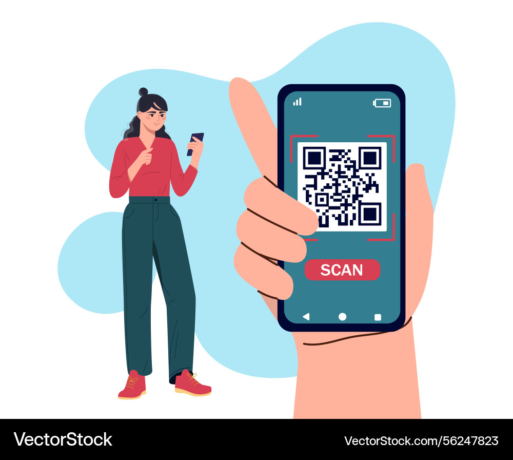 Qr code scanning with mobile phone Qr code scanning with mobile phone vector image