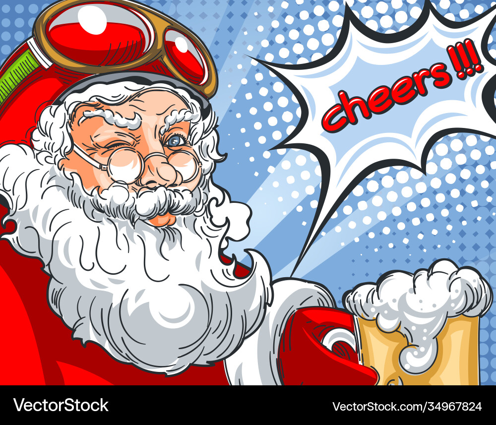 Blinking santa claus im Helm und mit einem Glas Blinking santa claus im Helm und mit einem Glas vektorbild