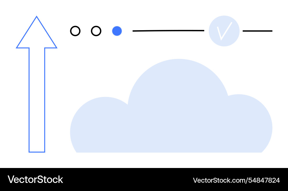 Blue cloud shape with upward arrow and sequence vector image