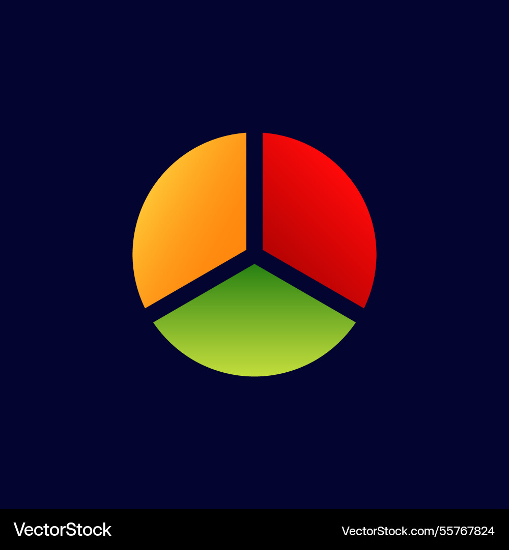 Colorful three-part circle diagram showing equal Vector Image