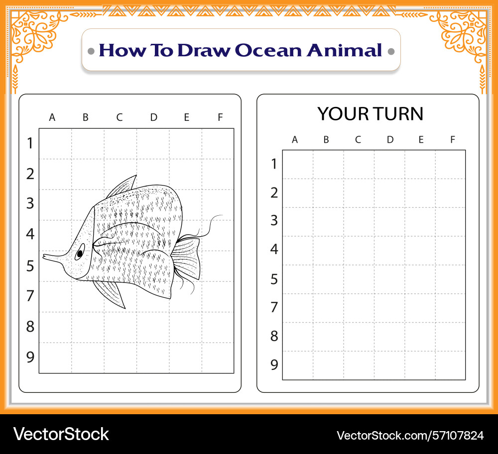 Drawing tutorial learn to draw an ocean animal Vector Image