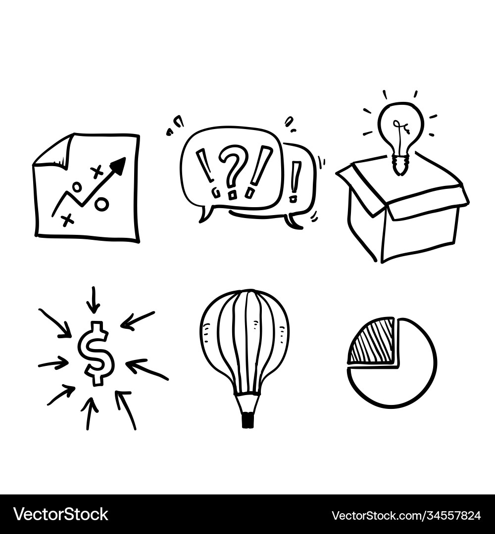 Hand drawn simple set startup related line Hand drawn simple set startup related line vector image