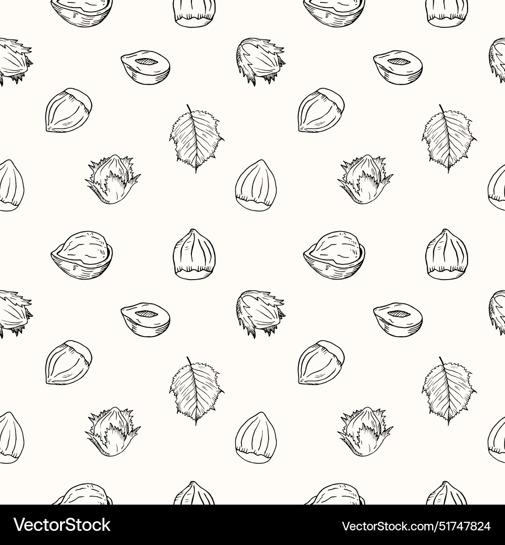 Hazel nut seamless pattern repeating background Hazel nut seamless pattern repeating background vector image